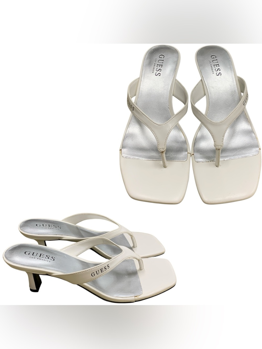 GUESS Cream Thong Heel Sandals S7.5
